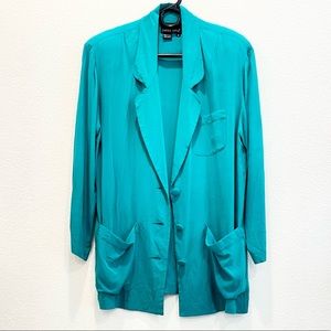 Pre-loved! CAROLE LITTLE 100% Silk Green Soft Blazer!